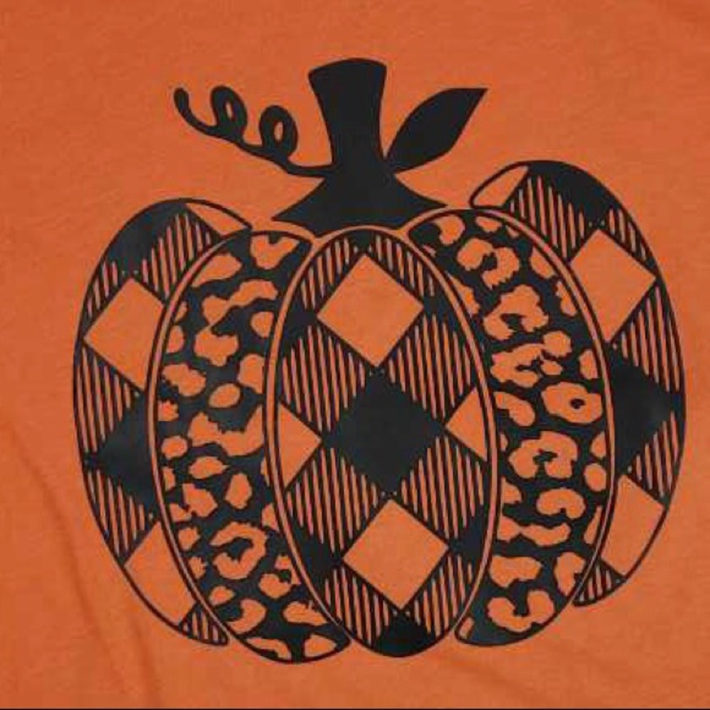 Plaid & Leopard Tee Pumpkin Tee - Heather Orange - Picture 2 of 3